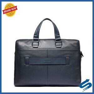 Leather Work Briefcase with Laptop Compartment and Adjustable Strap